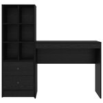 vidaXL Bureau avec tiroir avec étagère avec stockage 2 Pièces Chêne noir