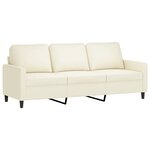 vidaXL Canapé à 3 places avec repose-pieds Crème 180 cm Velours