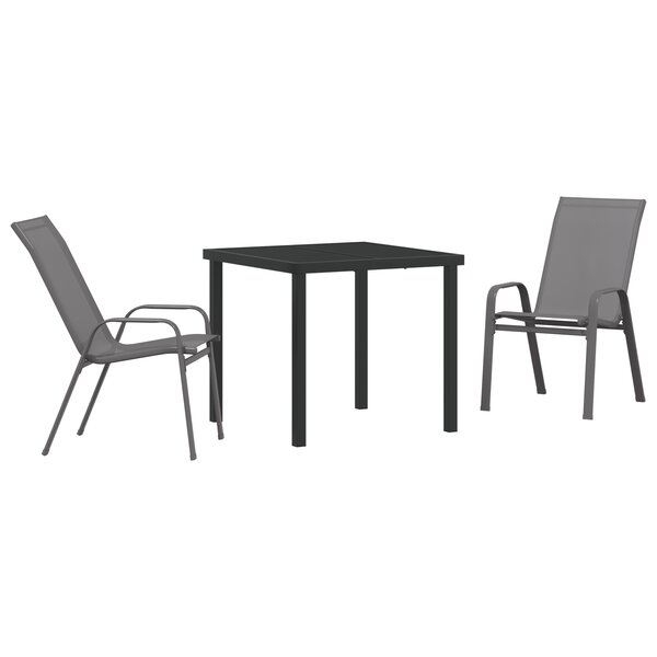 Ensemble de salle à manger de jardin 3 pièces vidaXL Gris et Acier