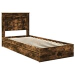 vidaXL Lit de Rangement Chêne fumé 90 x 200 cm Bois d'ingénierie