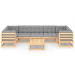 vidaXL Salon de jardin 8 Pièces avec coussins Bois de pin massif
