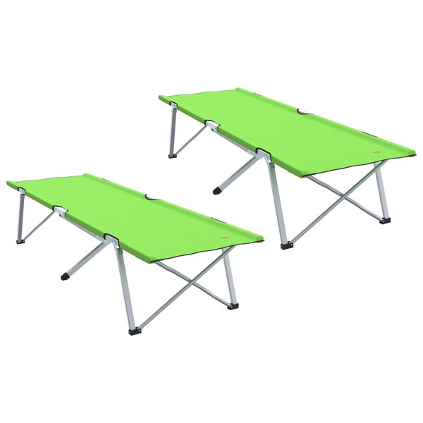 vidaXL Lit de camping pliant Vert foncé Cadre en métal avec surface en tissu