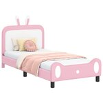 vidaXL Cadre de lit pour enfants avec tête de lit Rose 90 x 190 cm PU