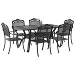 vidaXL Ensemble de salle à manger pour jardin 7 Pièces Noir Aluminium