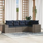 vidaXL Salon de jardin 5 Pièces avec coussins gris résine tressée
