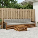 vidaXL Ensemble de canapés d'extérieur 5 Pièces Naturel et gris clair