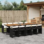 vidaXL Ensemble à manger de jardin 11 Pièces coussins noir résine tressée
