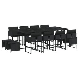 vidaXL Ensemble à manger de jardin 13 Pièces coussins noir résine tressée