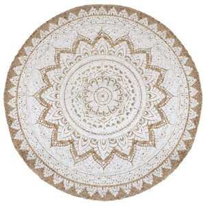 vidaXL Tapis de sol Jute tressée imprimée 210 cm Rond