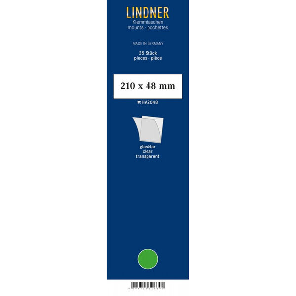 Bandes simple soudure 210 x 48 mm pour timbres-poste. Fond - Transparent