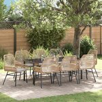 vidaXL Ensemble de salle à manger pour jardin 9 Pièces Marron polyrotin