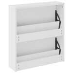 vidaXL Armoire à chaussures miroir 2 niveaux Blanc brillant 63x17x67cm