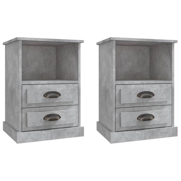 vidaXL Tables de chevet 2 Pièces gris béton 43x36x60 cm