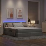 vidaXL Lit avec rangement et LED Gris clair 160 x 200 cm Polyester