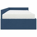 vidaXL Cadre de lit d'angle avec matelas 2 pc Bleu 90 x 190 cm tissu