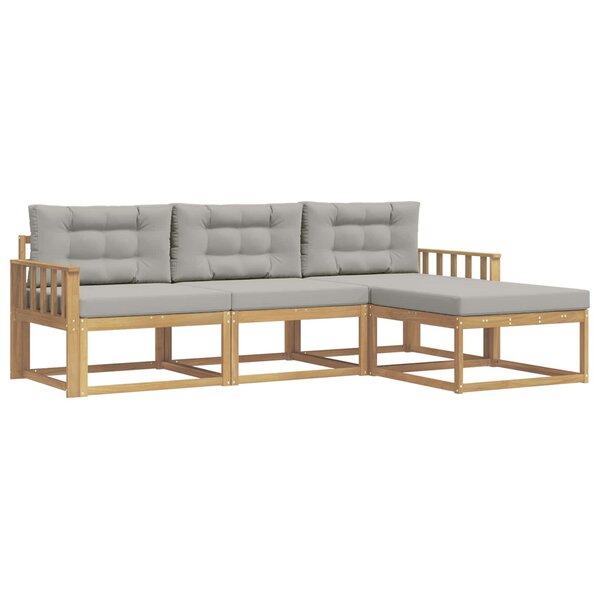vidaXL Ensemble de canapés d'extérieur 4 pc Blanc et gris clair