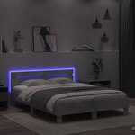 vidaXL Cadre de lit avec tête de lit et LED gris béton 150x200 cm