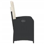 vidaXL Chaise inclinable de jardin avec coussins noir résine tressée