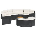 vidaXL Salon de jardin 3 Pièces demi-rond noir résine tressée