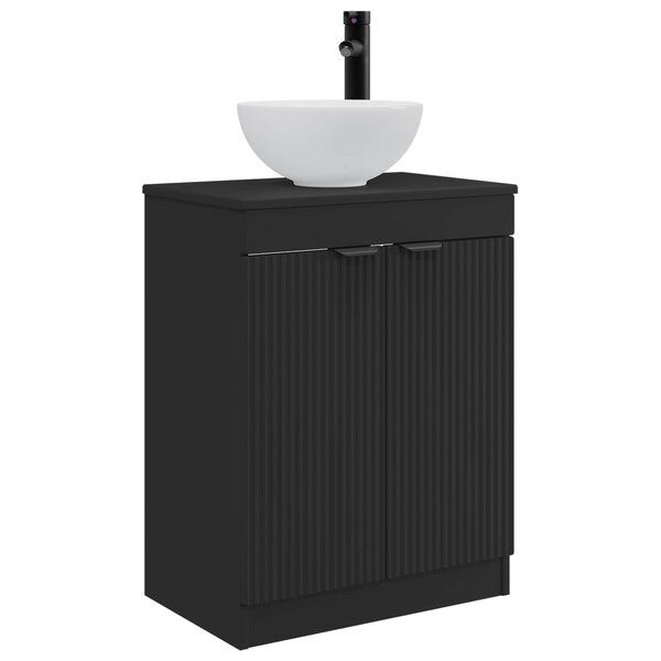 vidaXL Meuble de salle de bain avec évier Noir 54 x 35 x 83 cm