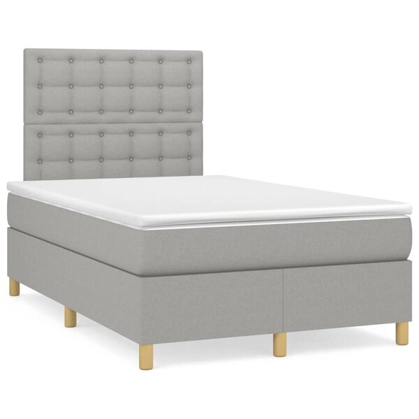 vidaXL Sommier à lattes de lit avec matelas Gris clair 120x200cm Tissu