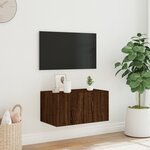 vidaXL Meuble TV mural avec lumières LED chêne marron 60x35x31 cm