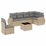 vidaXL Salon de jardin avec coussins 7 Pièces beige résine tressée