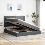 vidaXL Lit de rangement LED avec matelas Gris foncé 160 x 200 cm Tissu