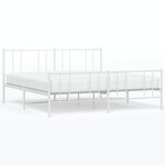 vidaXL Cadre de lit métal sans matelas et pied de lit blanc 200x200 cm