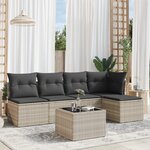 vidaXL Salon de jardin 6 Pièces avec coussins gris clair résine tressée