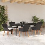 vidaXL Ensemble de 7 pièces jardin en poly rotin noir