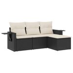 vidaXL Salon de jardin 4 Pièces avec coussins noir résine tressée
