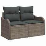 vidaXL Ensemble de canapé de jardin avec coussin 6 Pièces Gris Poly rotin