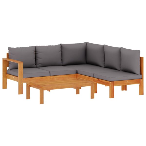 vidaXL Salon de jardin avec coussins 4 Pièces bois d'acacia massif