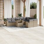 vidaXL Salon de jardin avec coussins 10 Pièces beige résine tressée