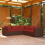 vidaXL Salon de jardin 5 Pièces avec coussins résine tressée marron