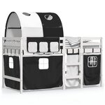 vidaXL Lit mezzanine enfants et tunnel blanc/noir 90x200 cm pin massif