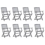 vidaXL Chaises pliables d'extérieur lot de 8 Bois d'acacia solide