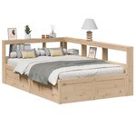 vidaXL Lit bibliothèque sans matelas 135x190 cm bois de pin massif