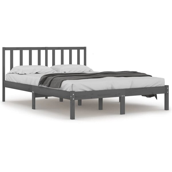 vidaXL Cadre de lit sans matelas bois massif de pin gris 200x200 cm