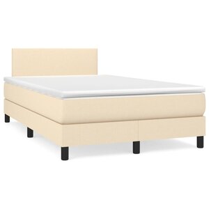 vidaXL Sommier à lattes de lit avec matelas Crème 120x200 cm Tissu