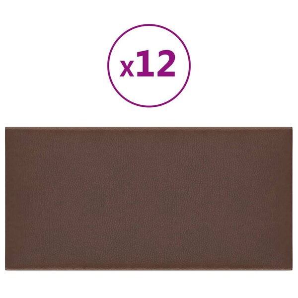 vidaXL Panneaux muraux 12 Pièces Marron 30x15 cm Similicuir 0 54 m²