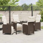 vidaXL Ensemble de salle à manger pour jardin 5 Pièces Marron Poly rotin