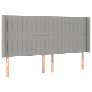 vidaXL Tête de lit avec oreilles Gris clair 203x16x118/128 cm Tissu