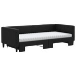vidaXL Lit de jour avec gigogne et matelas noir 90x200 cm tissu