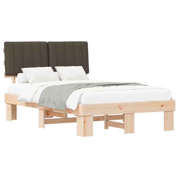 vidaXL Cadre de lit avec tête de lit rembourrée Taupe 120 x 190 cm