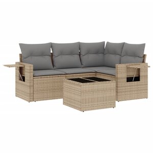 vidaXL Salon de jardin avec coussins 5 Pièces beige résine tressée