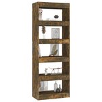 vidaXL Bibliothèque/Séparateur de pièce Chêne fumé Bois d'ingénierie