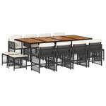 vidaXL Ensemble à manger de jardin 13 Pièces coussins noir résine tressée