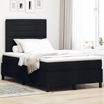 vidaXL Lit à Ressorts avec Matelas Noir Petit Double en Tissu